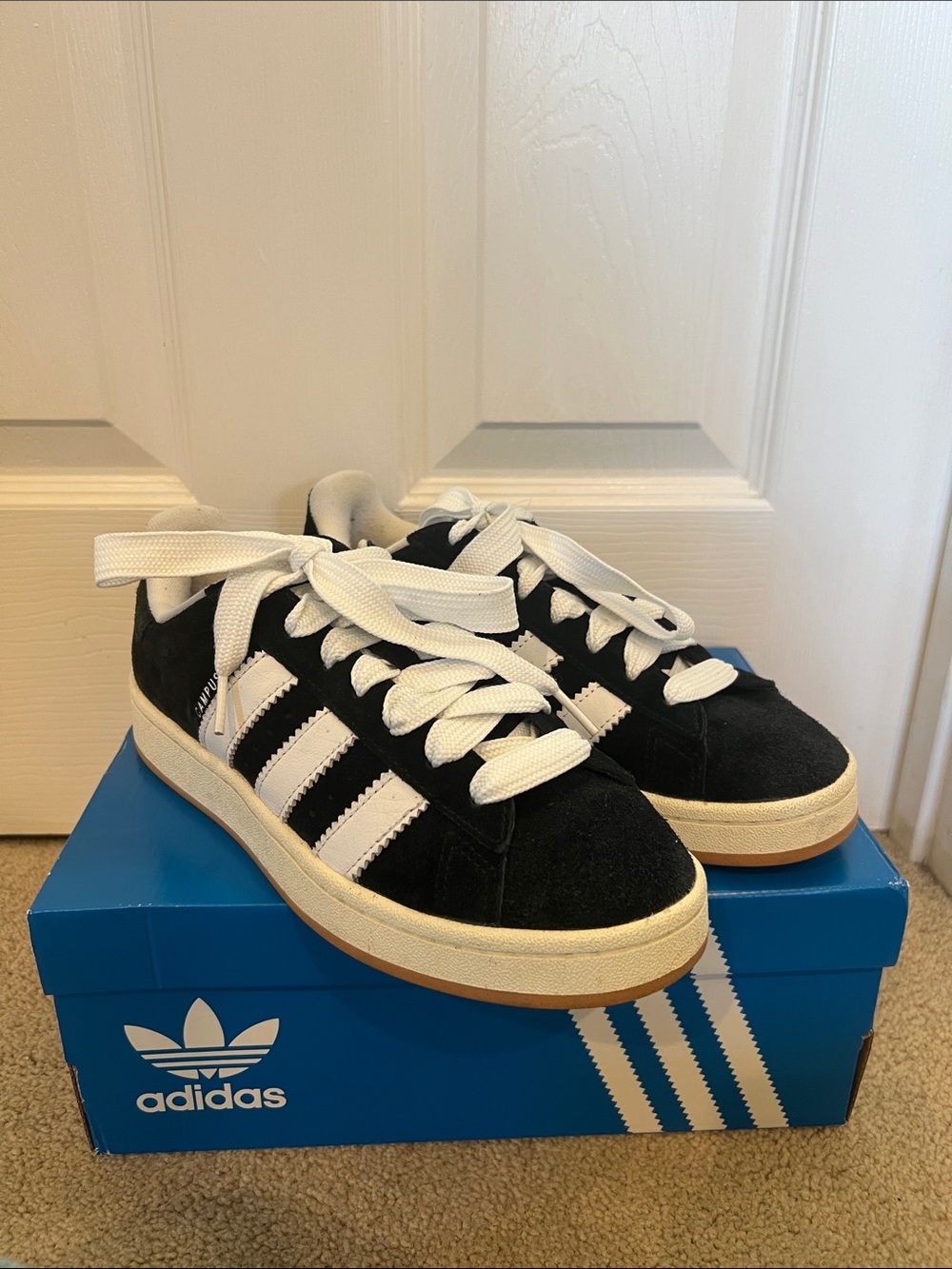 Adidas Campus 00s Black Suede Sneakers with White Stripes Size 7.5